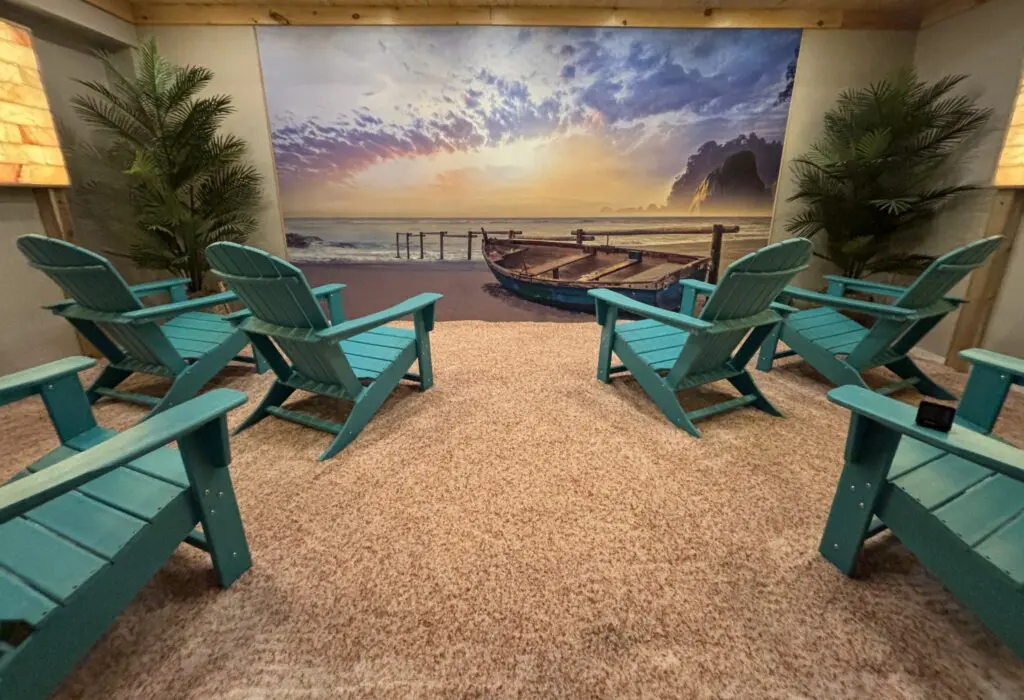 Halotherapy salt room at a wellness spa in Stratford designed for relaxation and stress relief